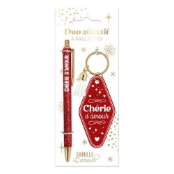 Duo de Cadeaux Paillettes - Stylo & Porte-Clés