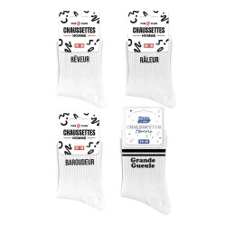 Chaussettes Homme Blanches Fantaisie à Message
