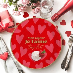 Lot de 6 Assiettes en Carton Romantiques - Mon Amour je t'aime très fort