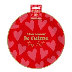 Lot de 6 Assiettes en Carton Romantiques - Mon Amour je t'aime très fort