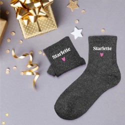 Chaussettes Paillettes Colorées Mot Fantaisie