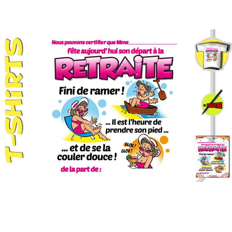 T Shirt Retraite Certifie Avec Marqueur Cadeau Retraite Sur Cadeaux Et Anniversaire Com