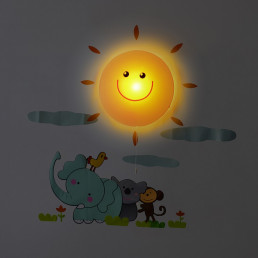 Lampe et Stickers Soleil et Animaux