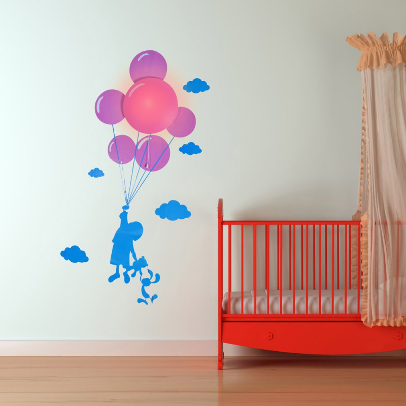 Sticker Chambre Enfant Avec Lampe Murale Sur Cadeaux Et Anniversaire