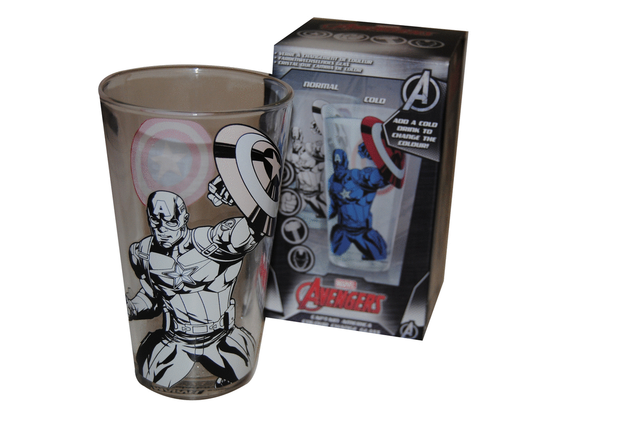 Grand Verre Marvel Thermoreactif A L Effigie De Captain America Sur Cadeaux Et Anniversaire